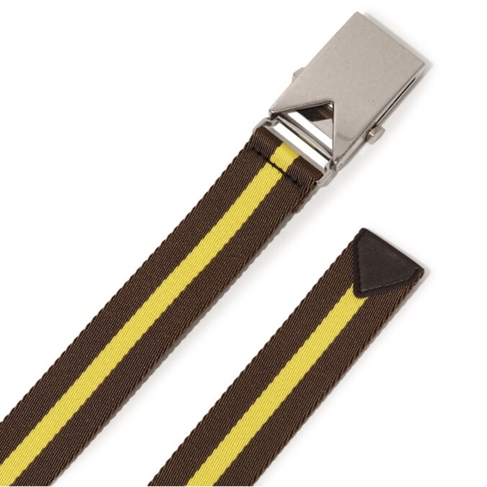 NWT Unisex One Size Bottega Veneta Leather-trim Grosgrain Stripe Belt In Brown - Picture 3 of 10